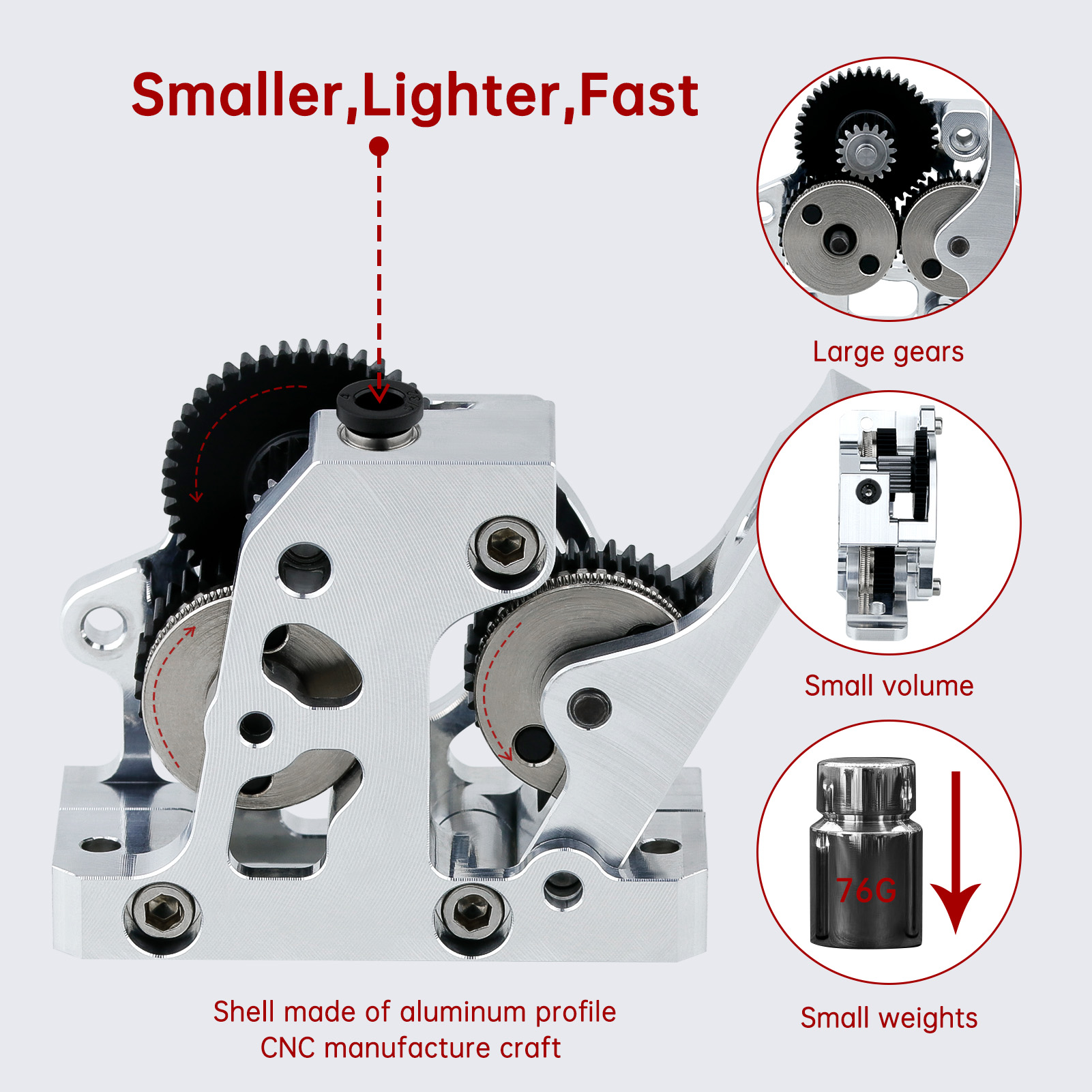 HGX LITE Dual Gear Hard Steel  - огляд і ціна Direct Drive Dual Gear Extruder High Speed
